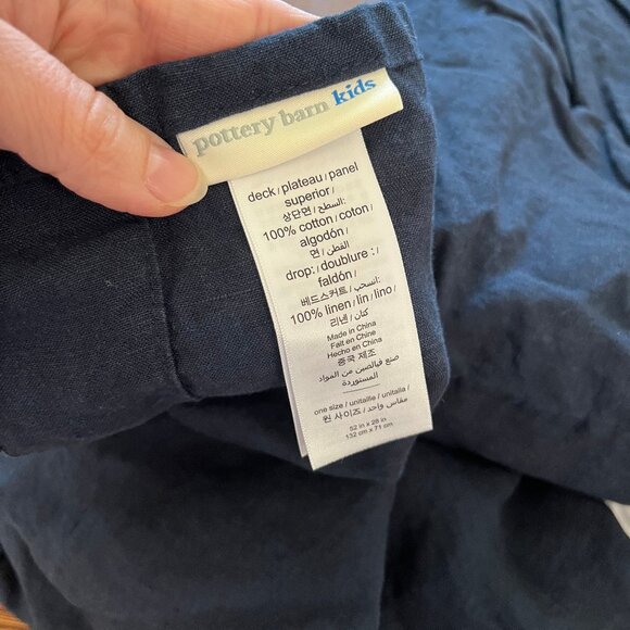 Pottery Barn Kids Belgian Flax Linen Crib Skirt, Navy Blue - Picture 3 of 4